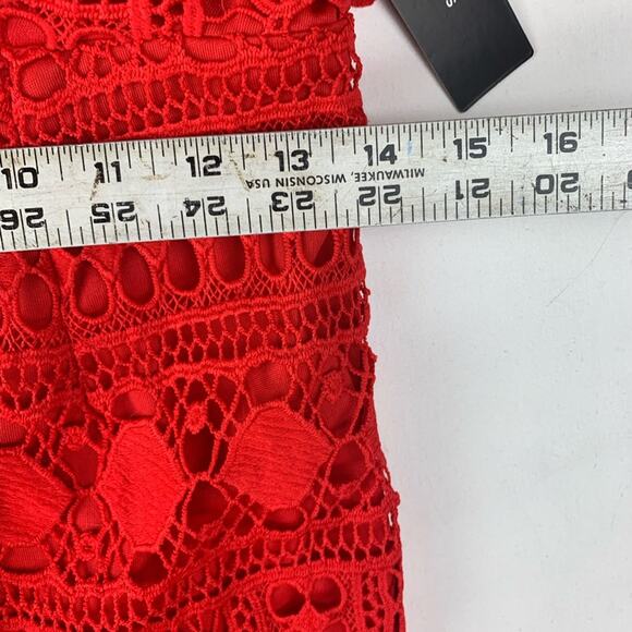 Lulu's women's size medium red lace dress first kiss v neck date wedding guest m - Picture 9 of 11
